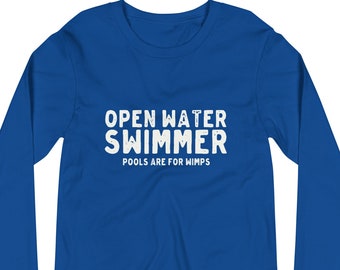 Open Water Swimmer Long Sleeve Tee, Unisex Cotton Shirt