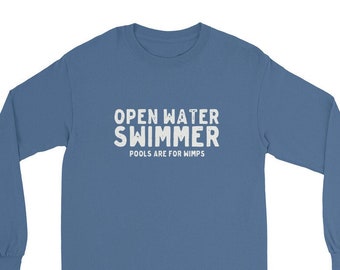 Open Water Swimmer Cotton Long Sleeve Shirt, Swim Coach Gift