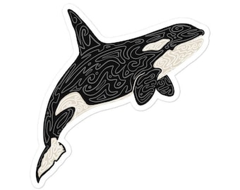 Orca Sticker — Killer Whale Vinyl Ocean Decal | Hand-Drawn Marine Art