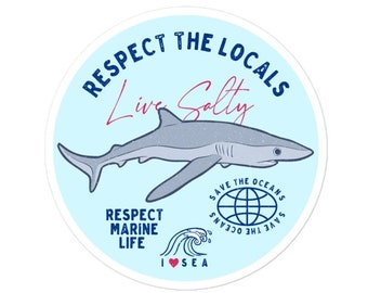 Great White Shark Sticker - Respect The Locals Ocean Art Marine Life Decal