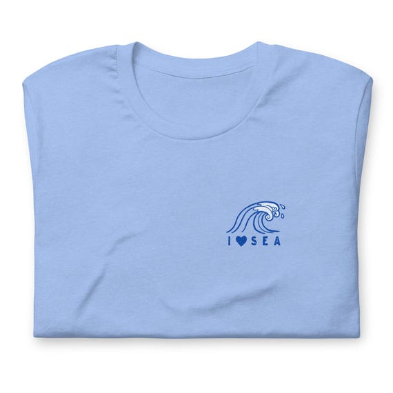 Minimalist I Love Sea T-Shirt, Simple Ocean Lover Tee, Clean Coastal Style Shirt, Modern Beach Graphic Tee