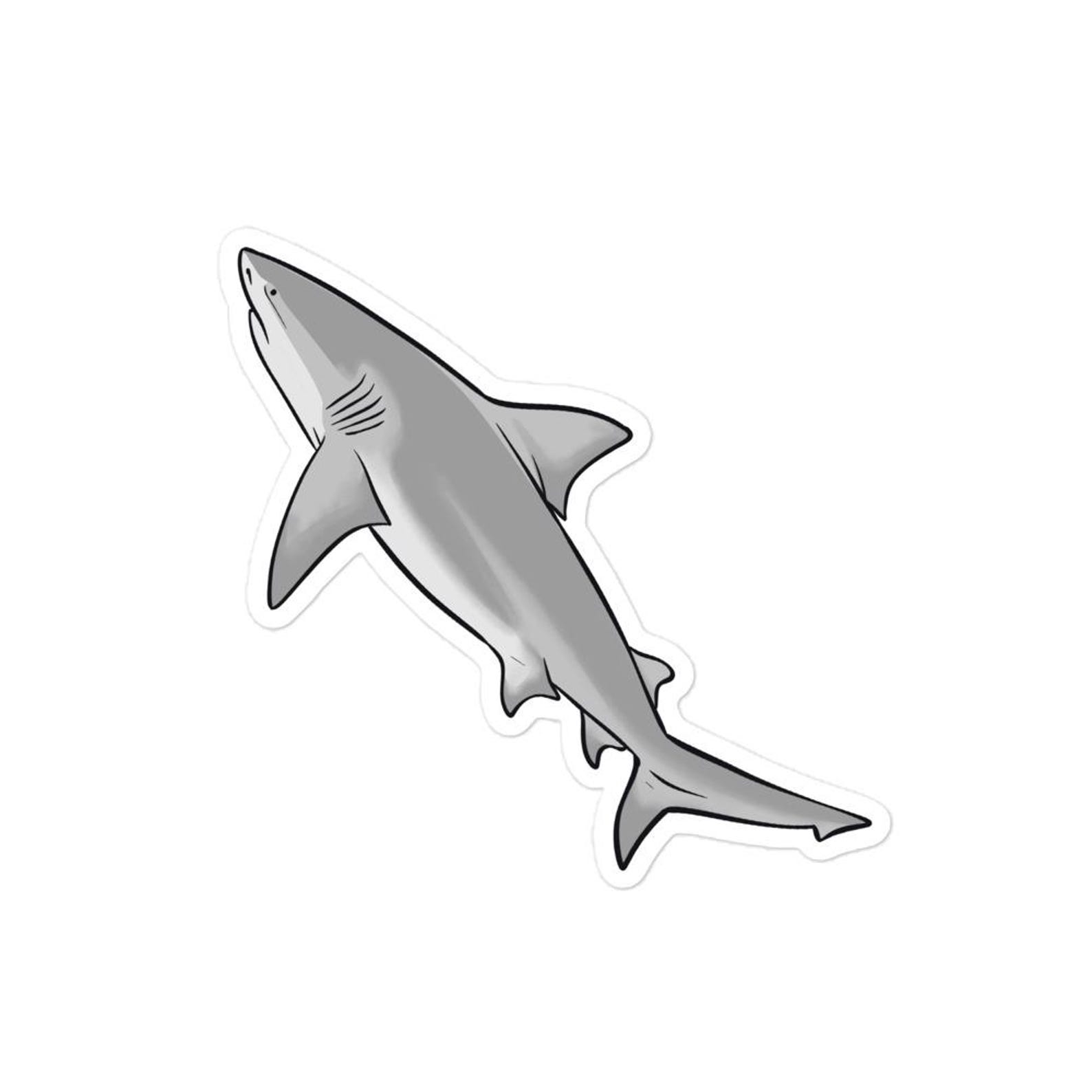 Bull Shark Bubble-free Stickers, Shark Sticker, Beachy Sticker, Marine ...