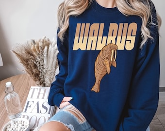 Sudadera de cuello redondo Walrus Heavy Blend™, camiseta para amantes del océano, jersey con estampado animal, regalo para amantes de la vida silvestre, jersey con estampado de criaturas marinas, estilo playero