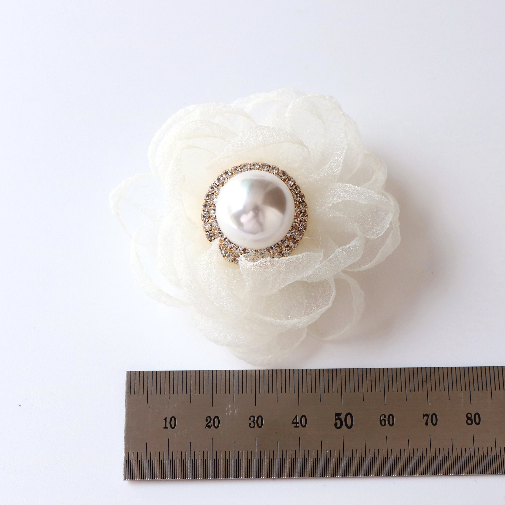 Big Pearl Point Wedding shoe clips Organza shoe clips Bridal Etsy