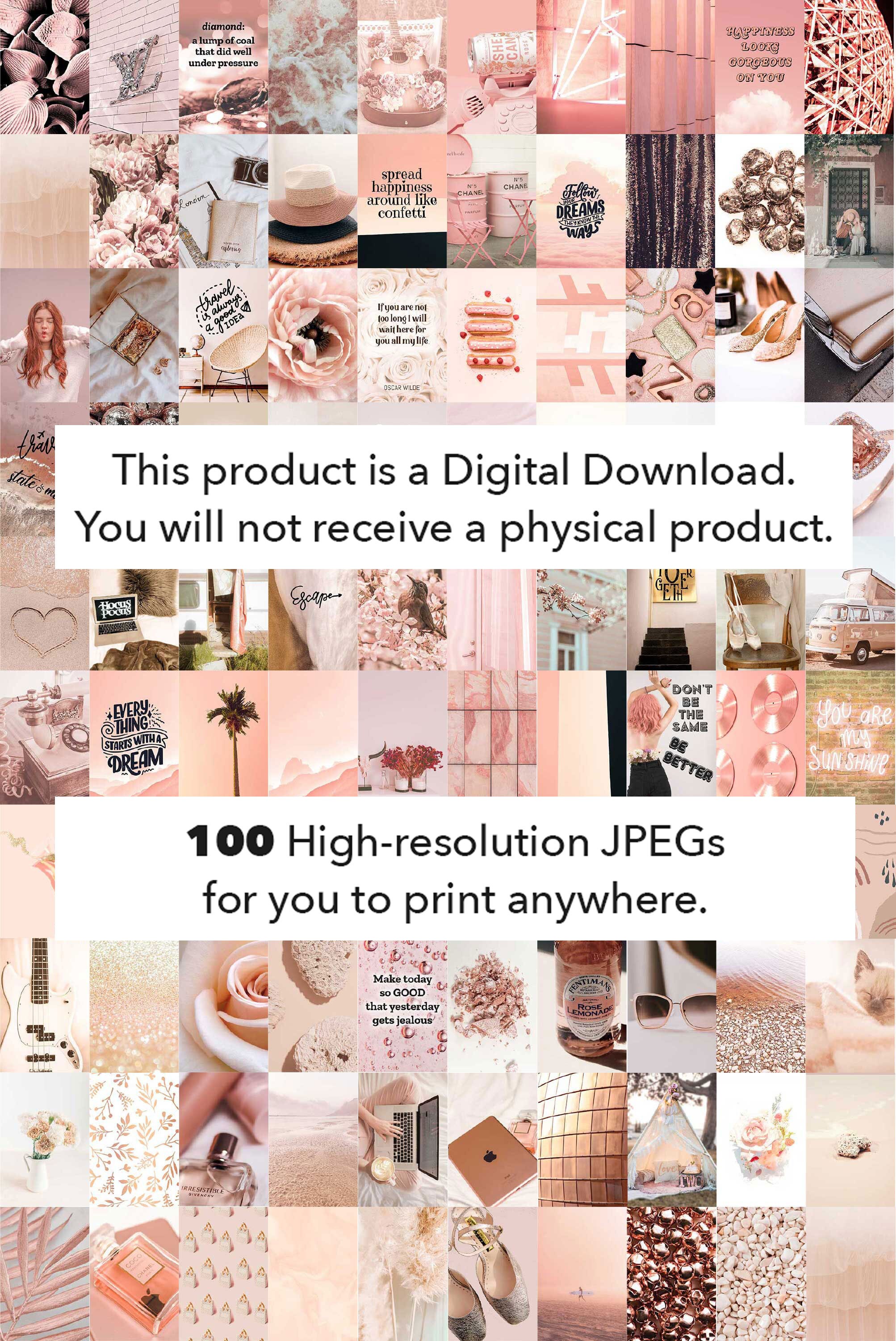 Pink Rose Gold Wall Collage Kit Updated Feb 2021 DIGITAL Etsy