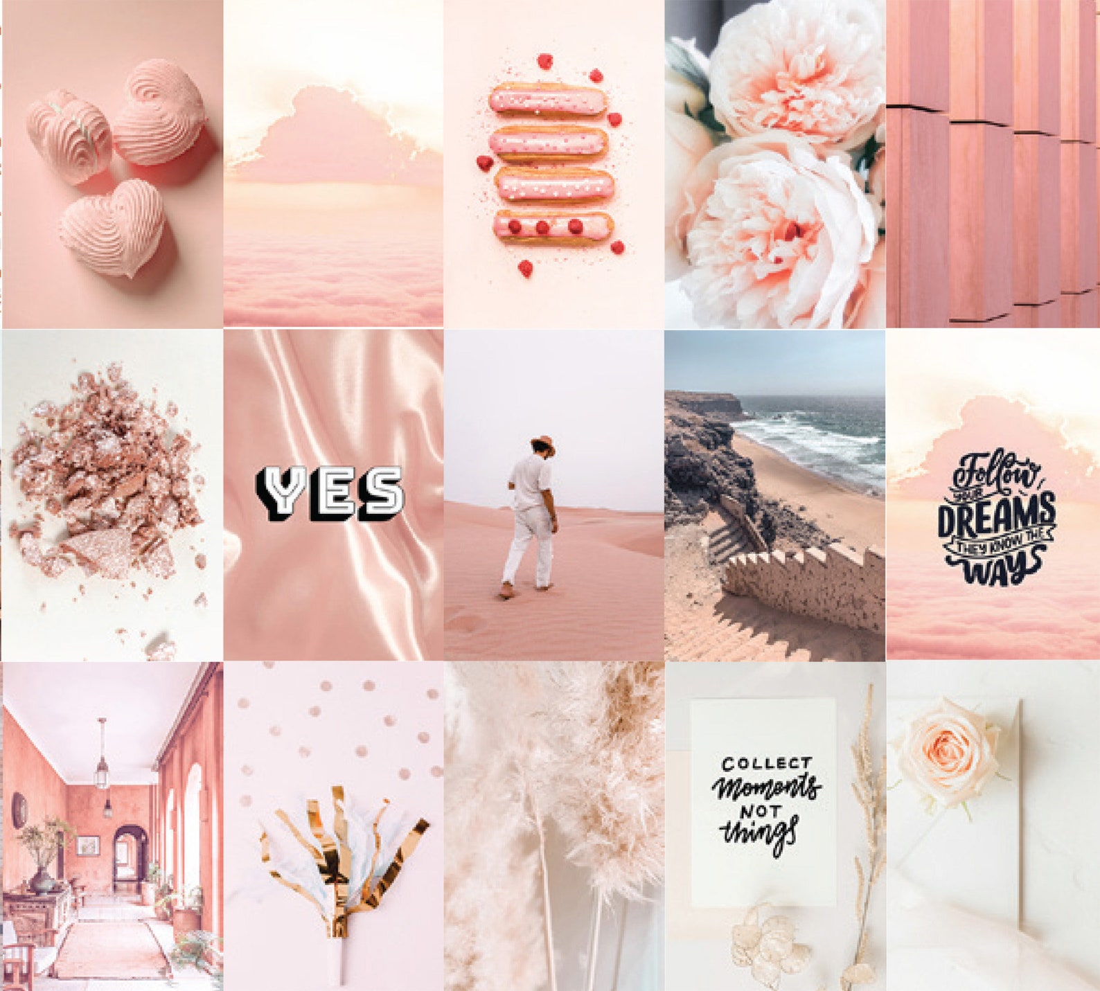 New Dusty Pink Rose Gold Wall Collage Kit Digital Download Etsy