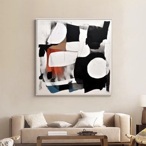 Large Black White Texture Painting Modern Black Abstract Minimalist Wall Art White 3D Abstract Wabi Sabi Canvas Wall Decor Art Office Art