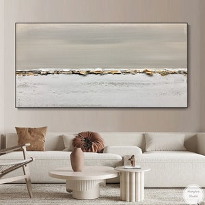 Beige Wabi Sabi Painting Modern White Nordic Minimalist Wall Art Boho Beige Painting Large Beige Textured Art Beige Artwork Bedroom Wall Art