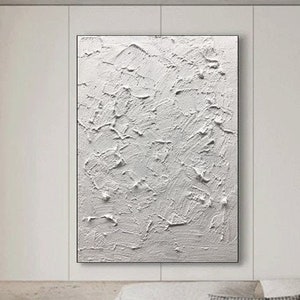 Grande pintura abstrata branca branca textura 3d pintura grande moderna branca nórdica sala de estar decoração de parede pintura minimalista branca em tela