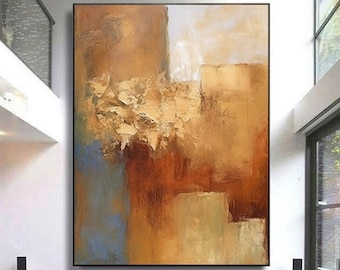 Original abstrakt målning i bränt orange samtida konst brun minimalistisk väggkonst inredningskonst terrakotta abstrakt målning brun väggkonst