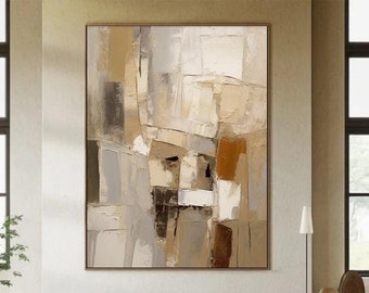 Wabi Sabi Wall Art Brown Painting 3D Texture Large Beige Boho Painting Modern Abstract Painting Handmade Minimalist Art Living Room Decor