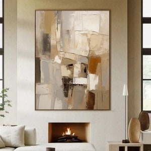 Wabi Sabi Wall Art Brown Painting 3D Texture Large Beige Boho Painting Modern Abstract Painting Handmade Minimalist Art Living Room Decor