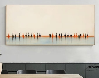 Große beige Textur Boho Wandkunst moderne Wabi Sabi Wandkunst Beige abstrakte minimalistische Malerei gerahmte neutrale Kunst für Wohnzimmerdekor