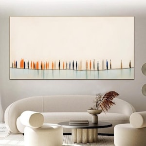 Large Original Tree Oil Painting On Canvas Forest Landscape Painting Living Room Art Impasto Painting Boho Wall Art Beige Wabi-Sabi Painting