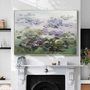 Original Floral Painting Claude Monet Art Lotus Painting Monet Water Lilies Monet Canvas Oil Painting Impressionism Art Office Wall Decor