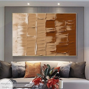 Large Brown Wall Art Beige Wabi-Sabi Wall Art Beige Abstract Oil Painting Brown Texture Wall Art Brown Minimalist Wall Art Painting Gift Art