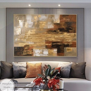 extra large gold textured abstract oil painting original brown gold abstract painting on canvas gold wall decor large brown wall canvas art