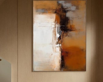 Grande tela laranja marrom arte de parede pintura abstrata laranja grande abstrato preto marrom minimalista arte de parede moderna textura wabi-sabi arte de parede