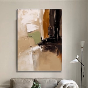 Beige Abstract Painting Modern Nordic Wall Decor Beige Textured Wall Art Large Black 3D Textured Wall Art Modern Minimalist Sofa Wall Art