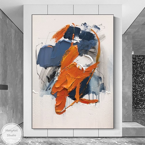 Orange Blue Wall Art Etsy