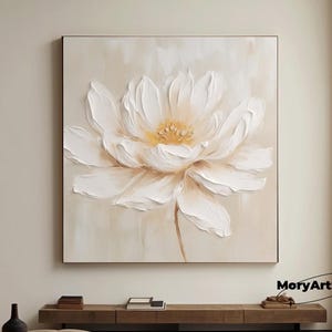 Originele witte bloemen getextureerde olieverfschilderij 3D witte roos getextureerde muurkunst bloeiende bloemen landschap muur decor moderne woonkamer kunst