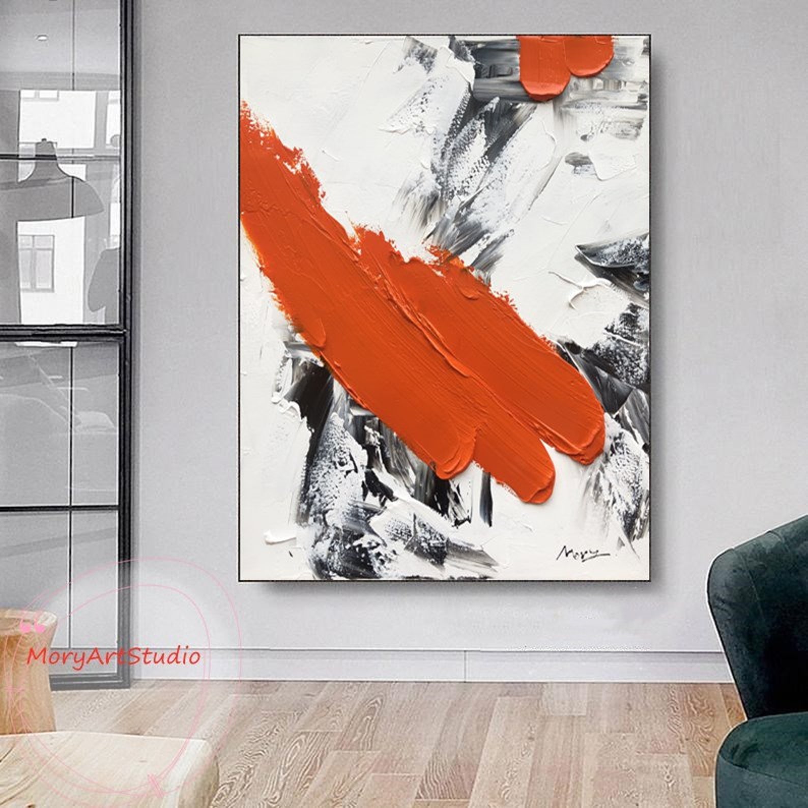 Large Abstract Orange Painting Abstract Handmade Oil Painting on Canvas ...