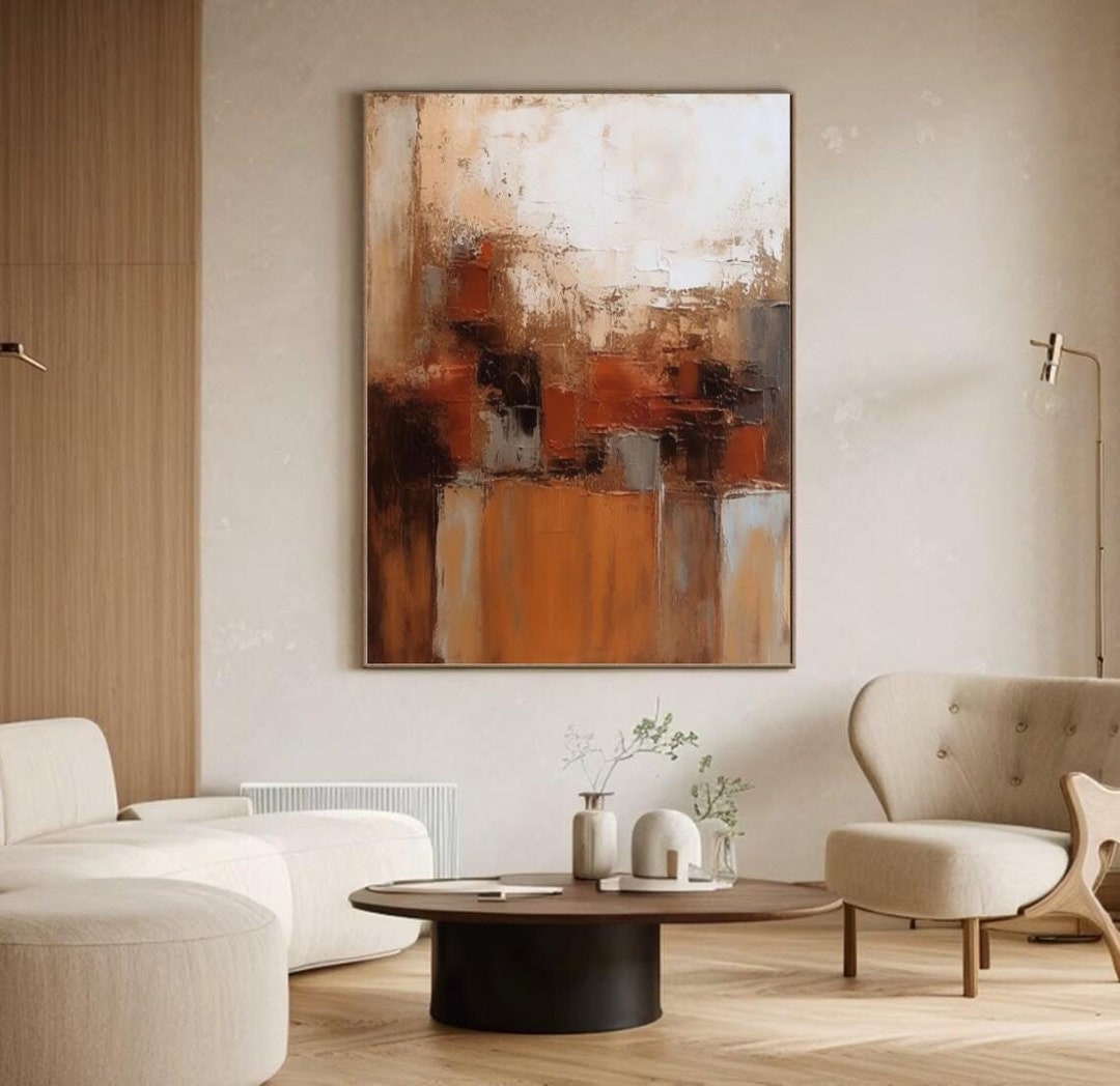 Orange and Brown Abstract Landscape Painting Brownish Tones Texture ...
