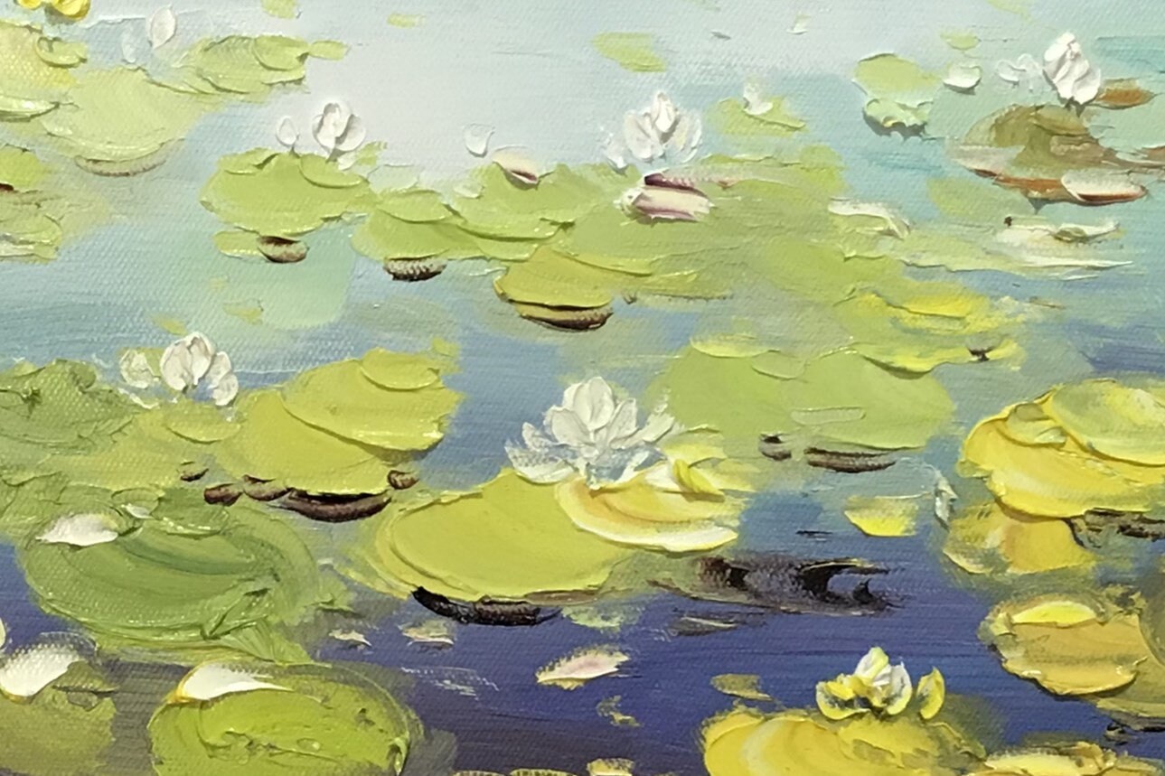Lotus Flower Paintings on Canvas Water Lilies Oil Painting Modern