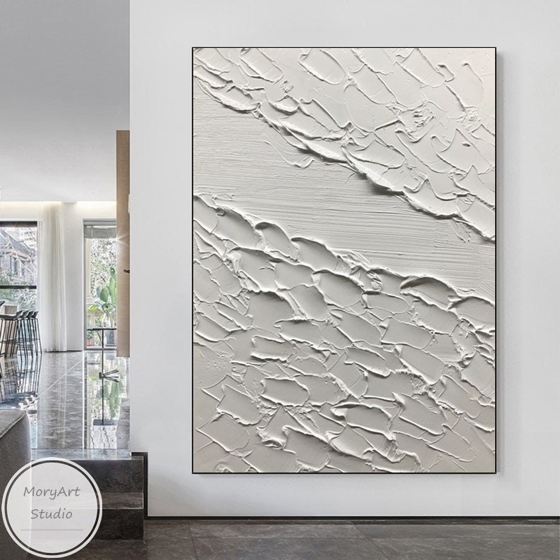 Large White Textured Wall Art White Minimalist Art White 3D Etsy