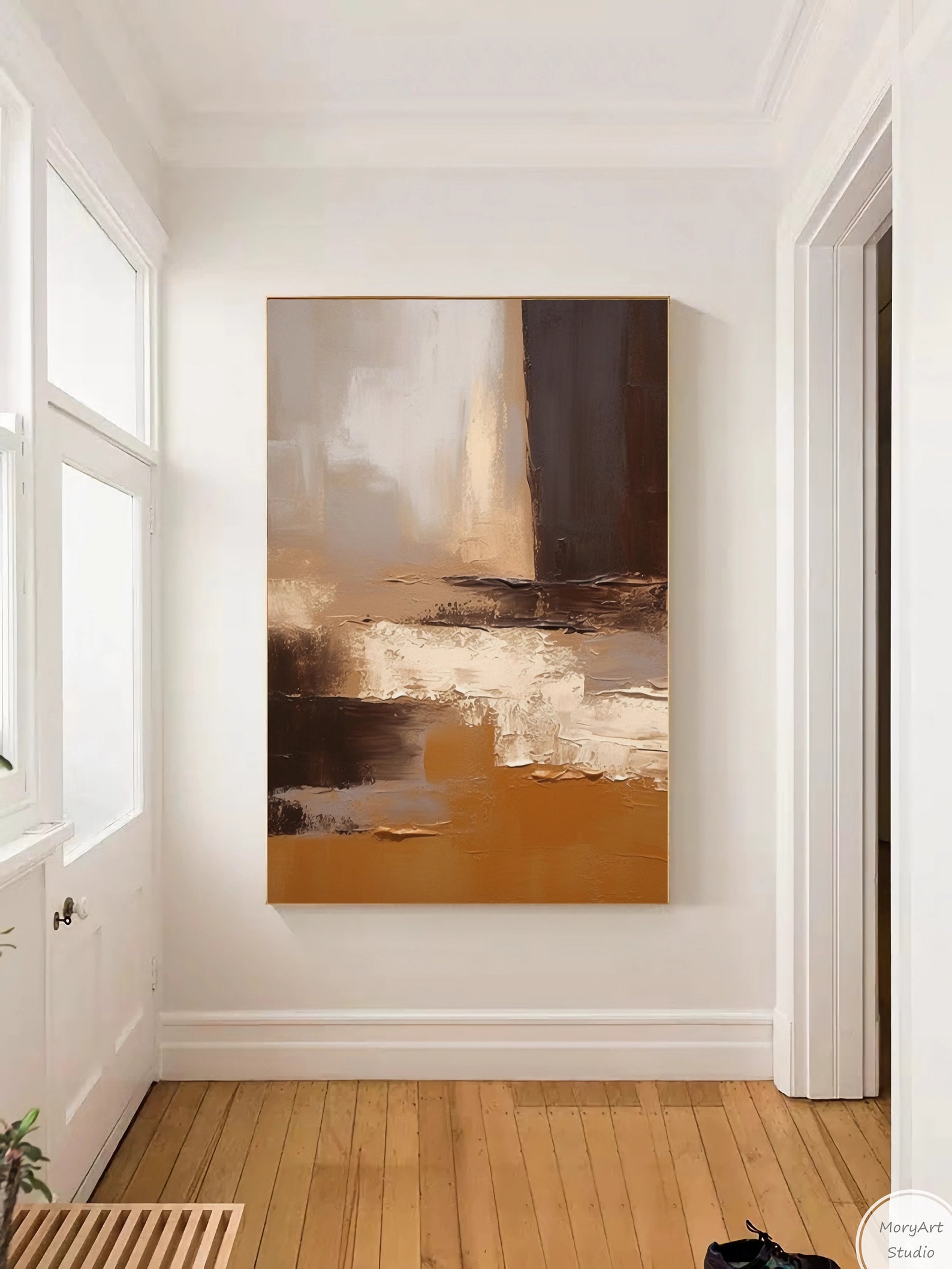 Original Brown Abstract Texture Painting Modern Orange Wall Art ...