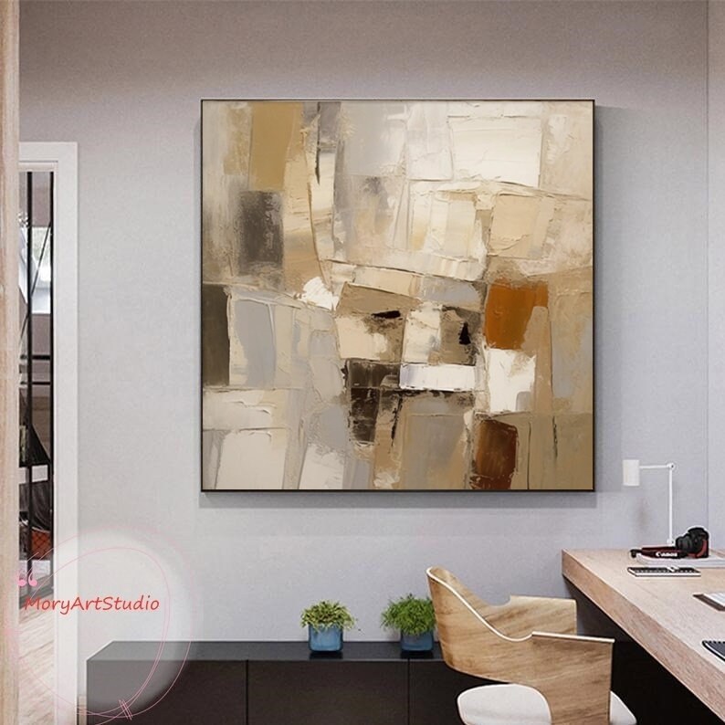 Large Brown Wabi Sabi Wall Art Beige and Brown Abstract - Etsy