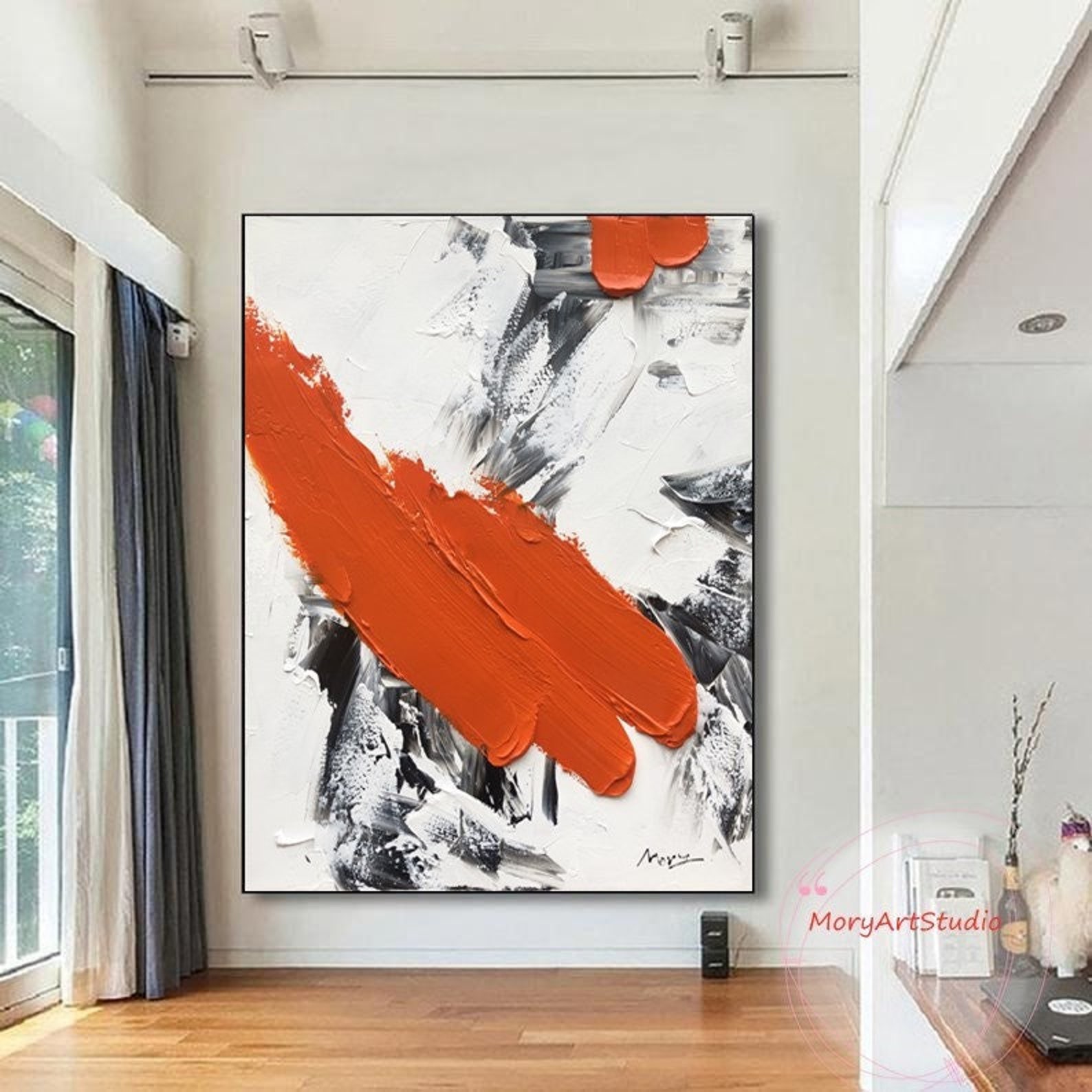 Large Abstract Orange Painting Abstract Handmade Oil Painting on Canvas ...