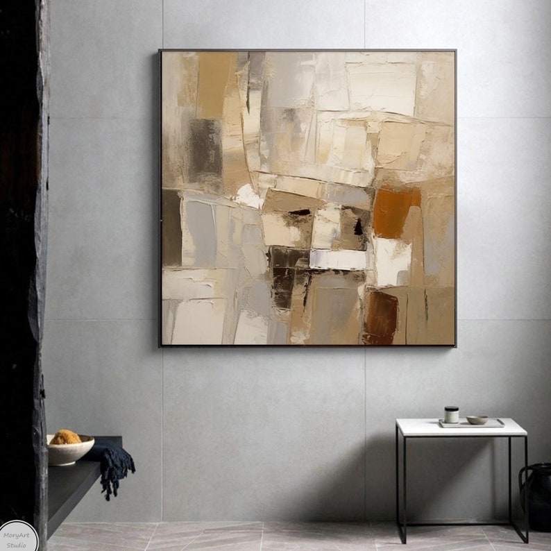 Large Brown Wabi Sabi Wall Art Beige and Brown Abstract Painting ...
