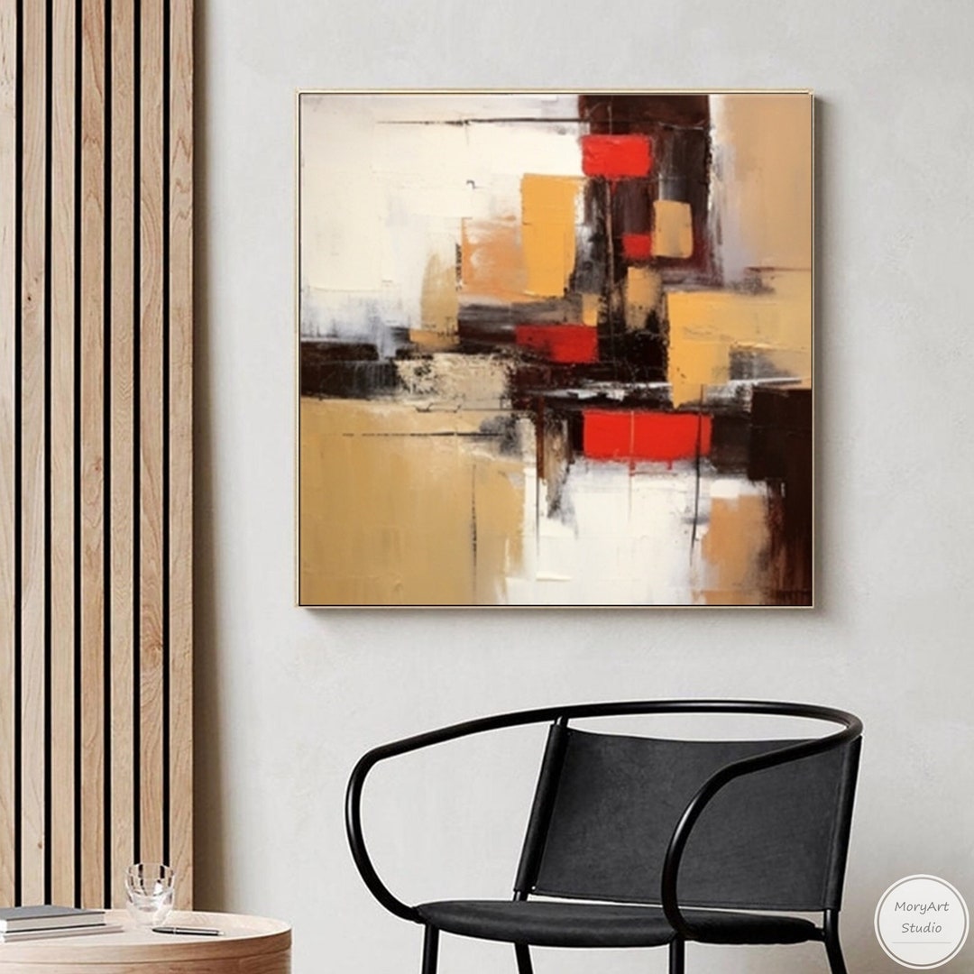 Large Original Brown Abstract Painting Wabi Sabi Wall Art Beige Brown ...