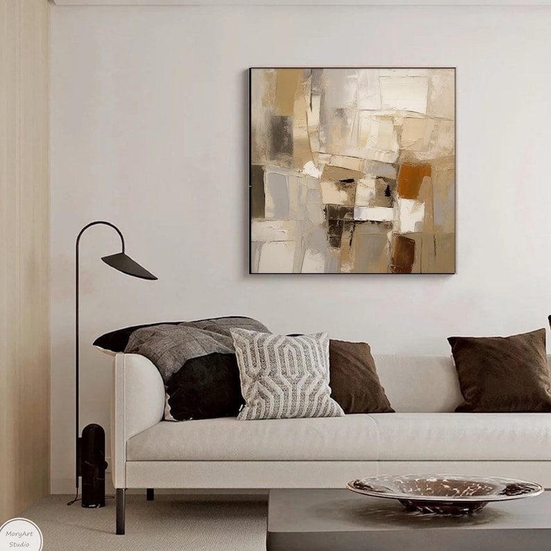 Large Brown Wabi Sabi Wall Art Beige and Brown Abstract Painting ...