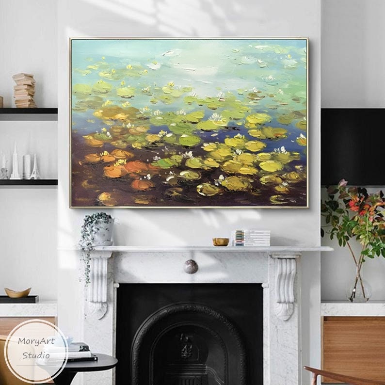 Lotus Flower Paintings on Canvas Water Lilies Oil Painting Modern ...