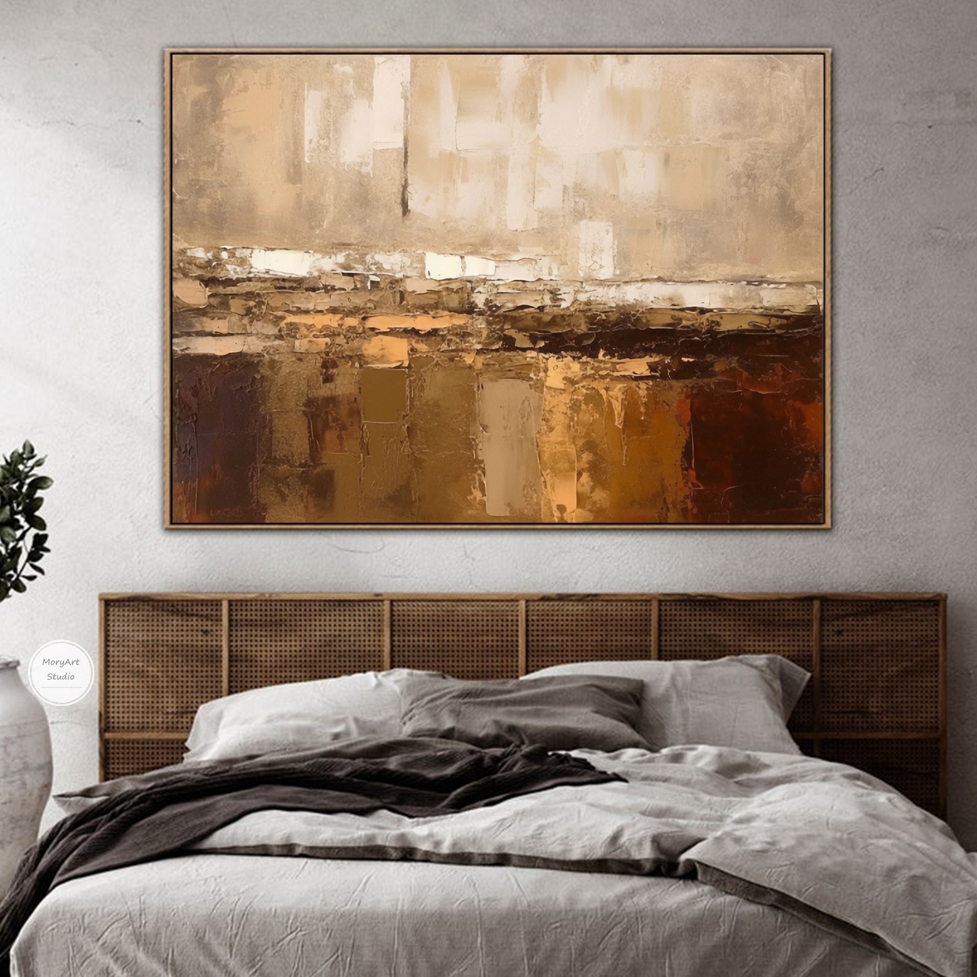 Brown Minimalist Painting Brown Abstract Wall Art Beige Acrylic ...