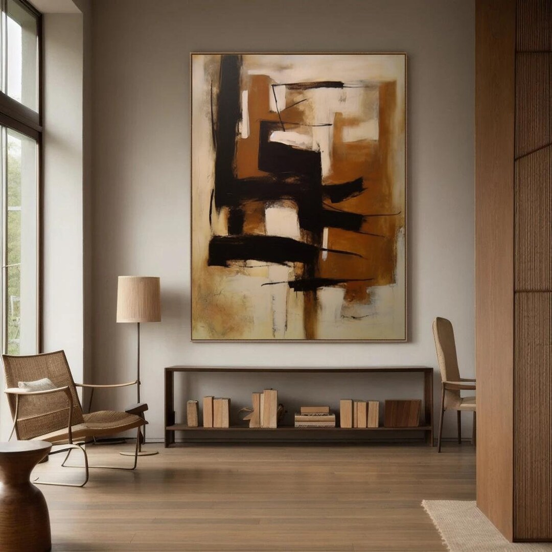 Large Original Brown Abstract Painting Black Brown Abstract Texture Oil ...