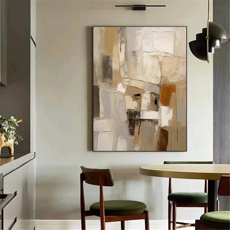Wabi Sabi Wall Art Brown Painting 3D Texture Large Beige Boho Painting ...