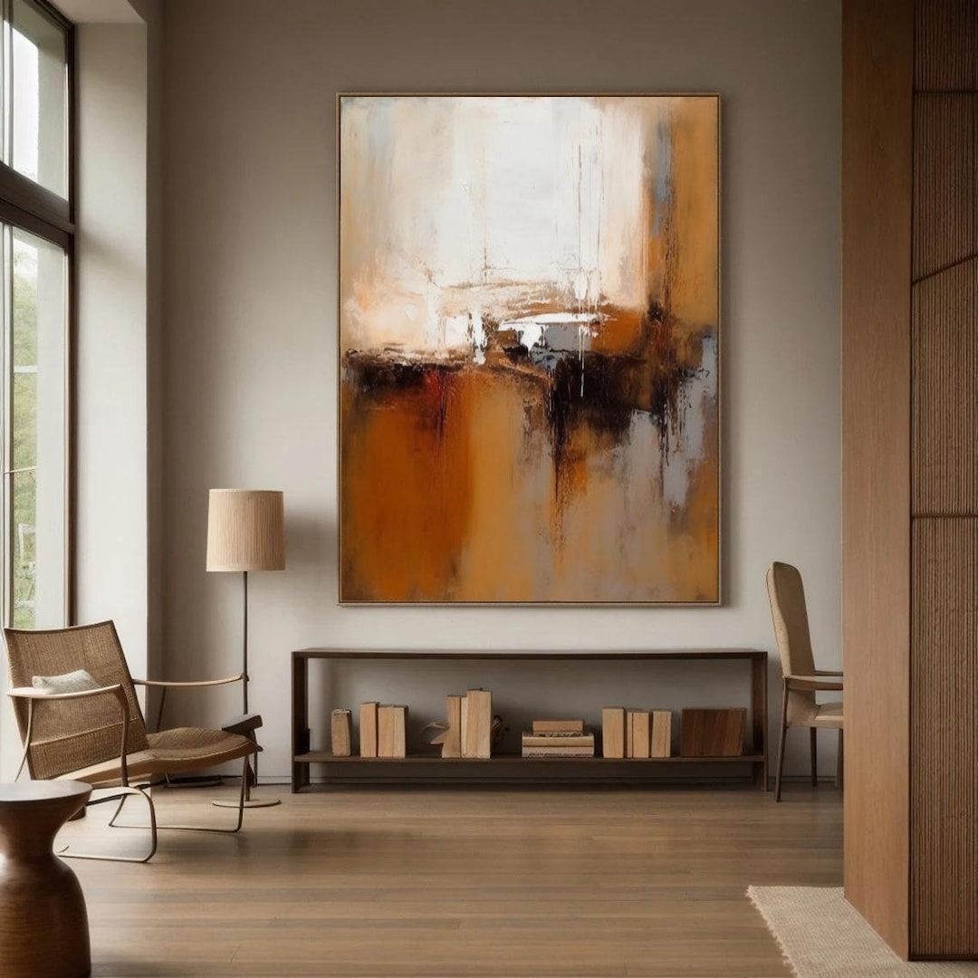 Large Orange Brown Landscape Abstract Painting on Canvas Modern Orange ...