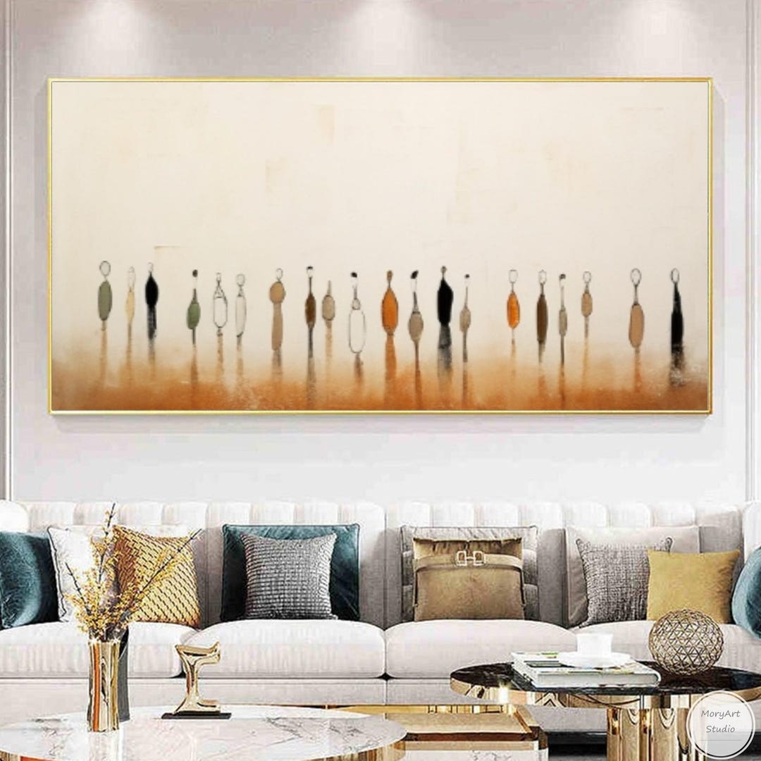 Brown Minimalist Wabi Sabi Art Vintage Portrait Oil Painting Large ...