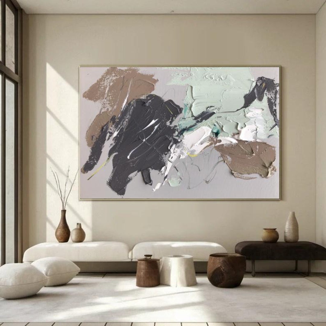 Large Grey Textured Wall Art Modern Grey Plaster Wall Art Grey Abstract ...