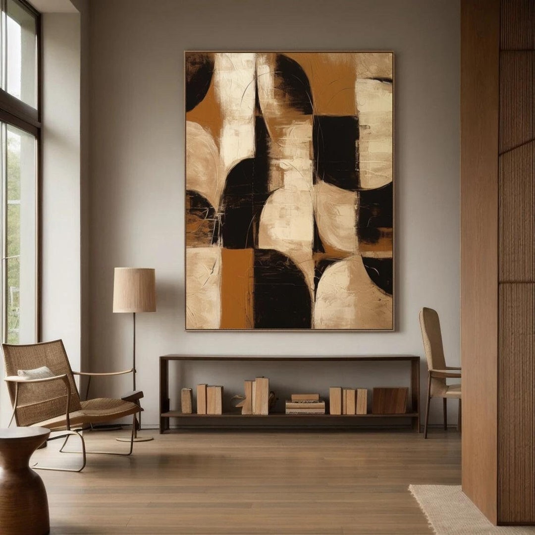 Brown Black Wabi Sabi Wall Art Brown Abstract Canvas Art Modern Brown ...