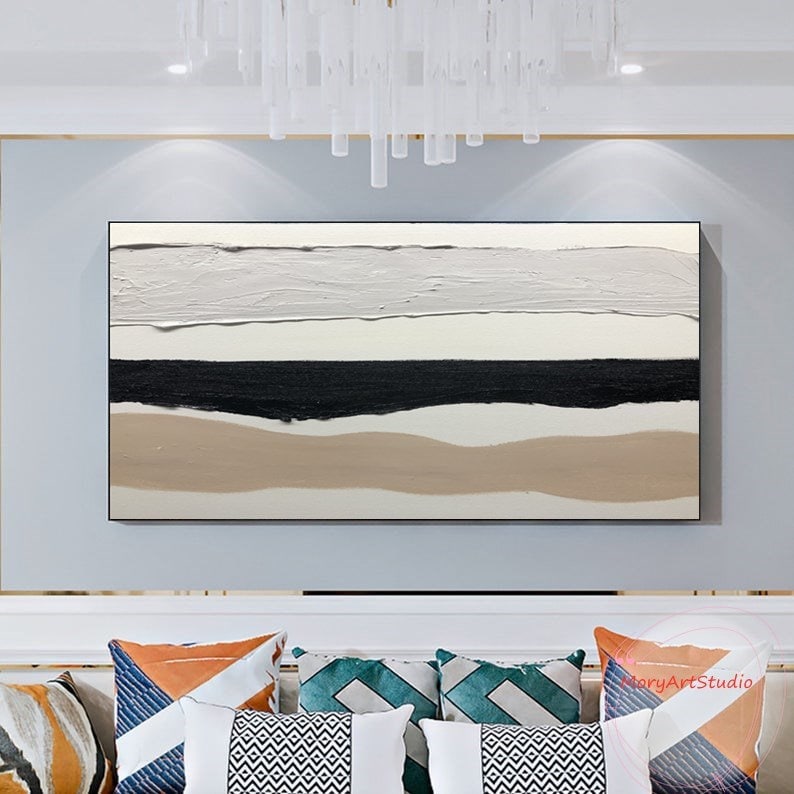 Extra Large Abstract Wall Art Minimalist Abstract Canvas Art Beige and ...