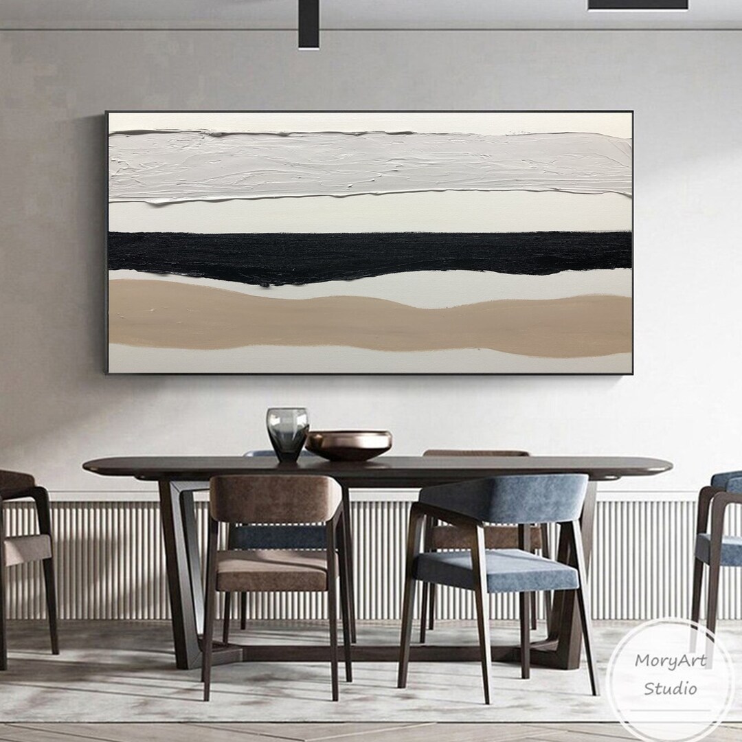 Extra Large Abstract Wall Art Minimalist Abstract Canvas Art Beige and ...