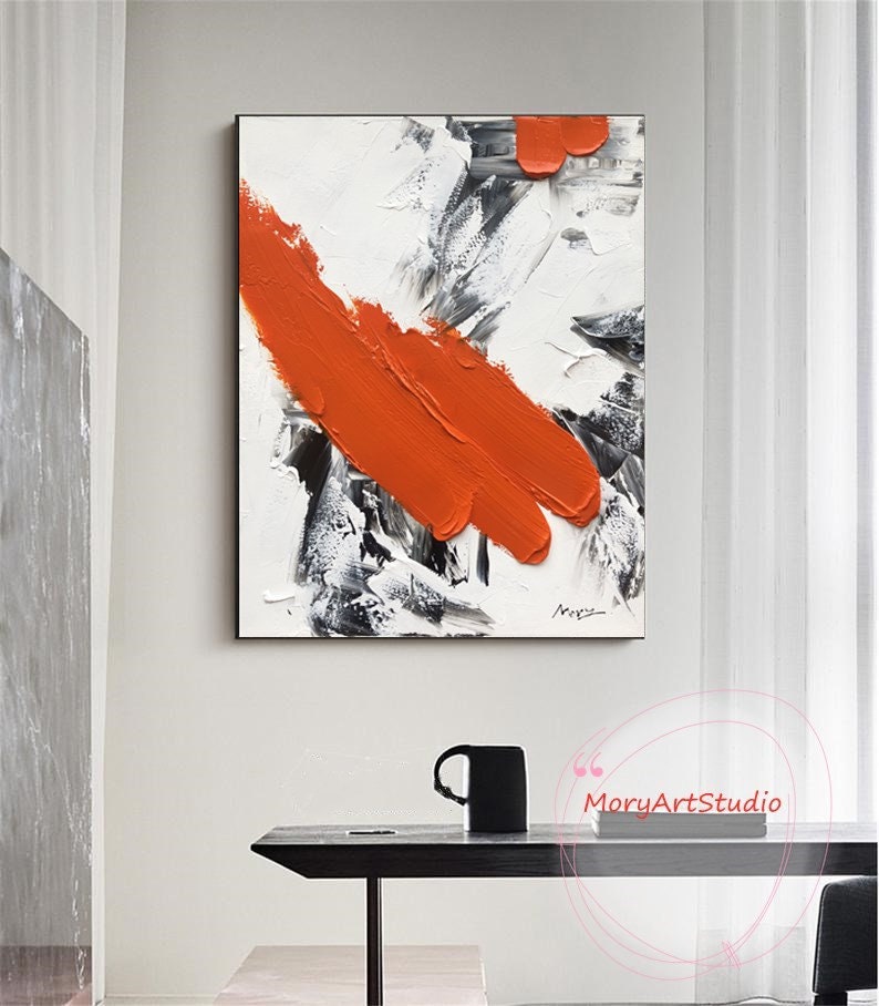 Large Abstract Orange Painting Abstract Handmade Oil Painting on Canvas ...