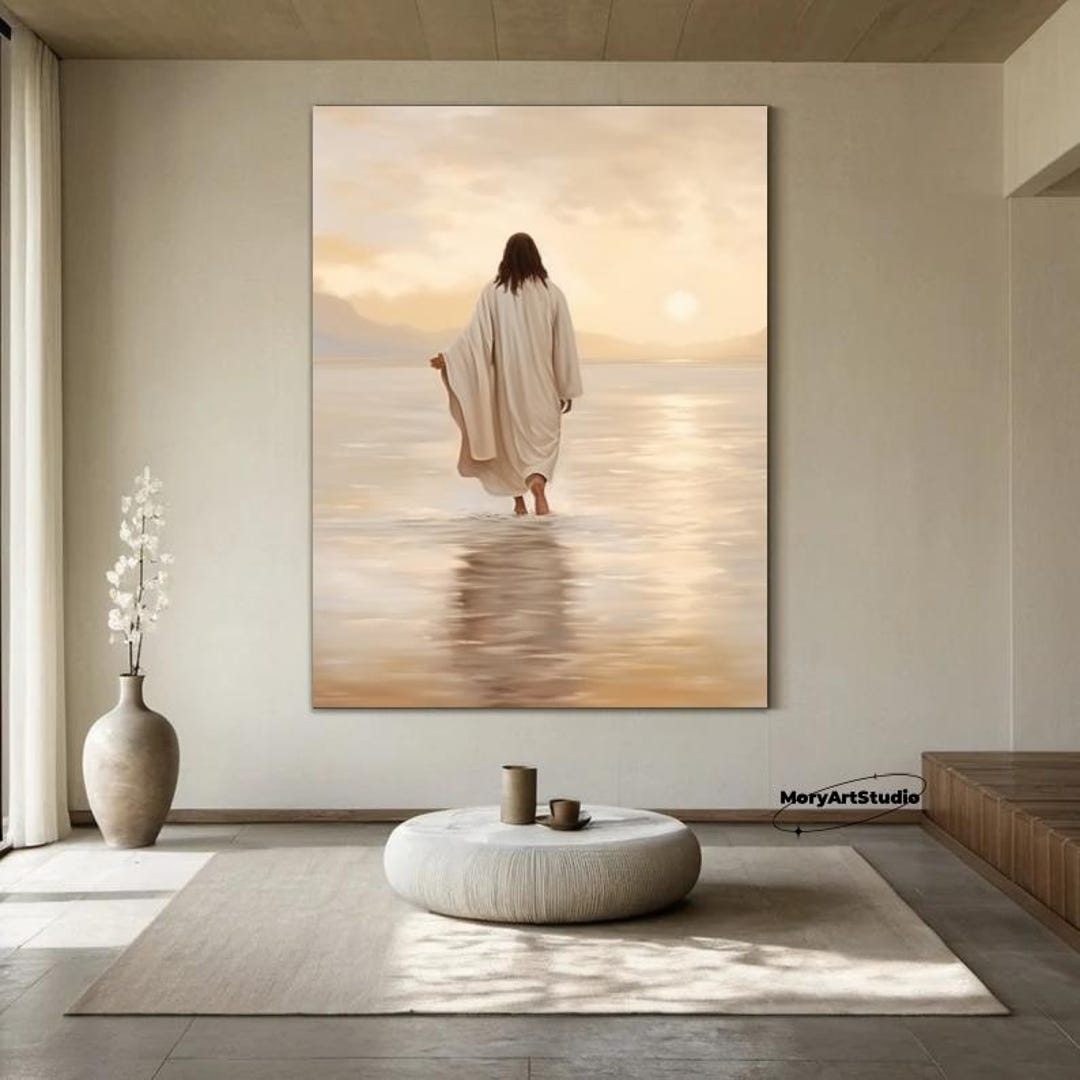 Jesus Christ Walking on Water Wall Art Jesus Portrait Oil Painting ...