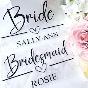 Iron On Vinyl Names, Wedding Roles, Bride, Bridesmaid, Maid of Honour, Personalised Robes, Tshirts