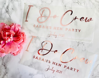 I Do Crew Eisen auf Vinyl Hen Party Tshirt Vinyl, Braut, Brautjungfer, Braut zu sein