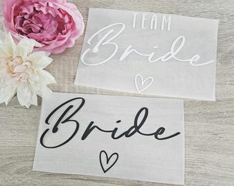 Team Bride Iron on names Tshirt Vinyl Hen Party Tshirts Vinyl only